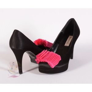 Raniarose Black Satin Dressy Platform Heels Shoes Sz 8 US / 38 EU NWOB